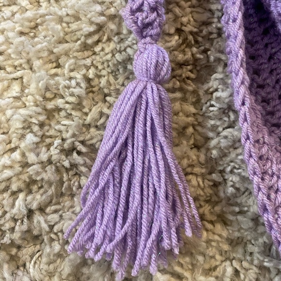 Women’s New Handmade Crochet Sparkly Purple Scarf and Shawl - Picture 6 of 6